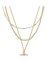 Orelia London 18k Gold Plating Dainty T-Bar 3-Row Necklace - Image 1 of 2
