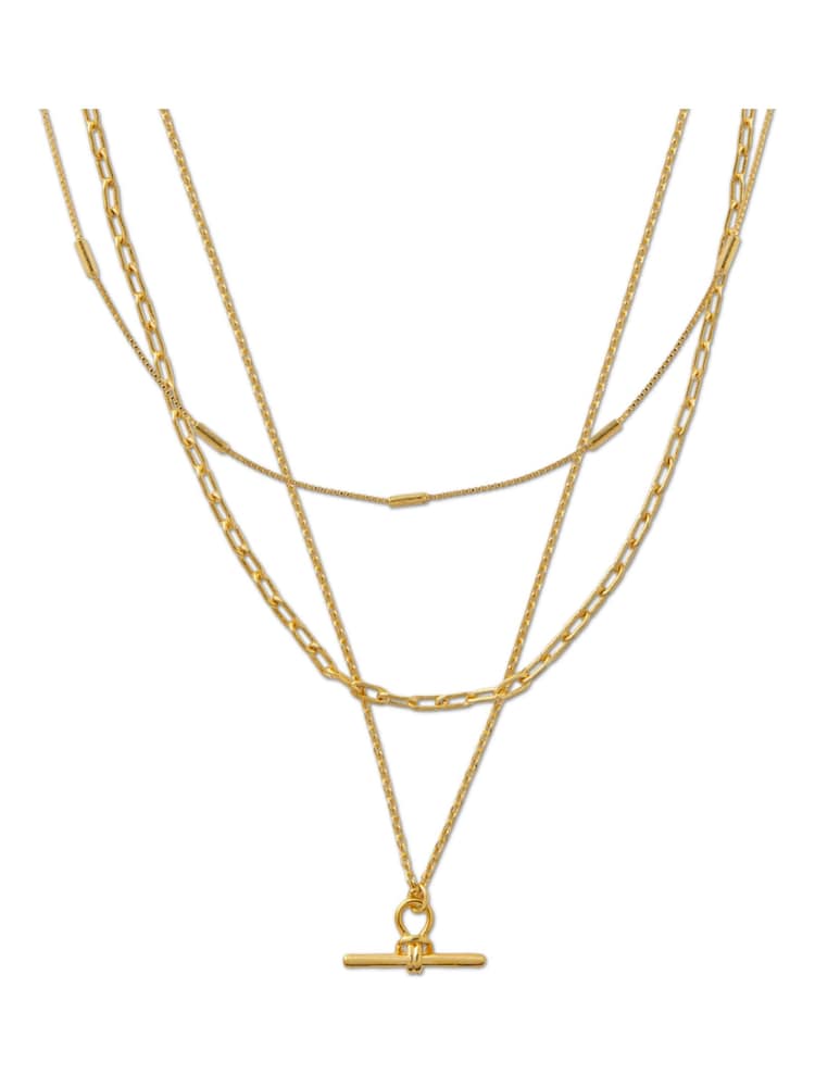 Orelia London 18k Gold Plating Dainty T-Bar 3-Row Necklace - Image 1 of 2 Orelia London 18k Gold Plating Dainty T-Bar 3-Row Necklace - Image 1 of 2