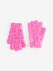 Bright Pink Fluffy Gloves (3-16yrs) - Image 1 of 1