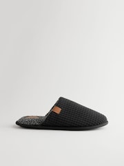 Black Textured Mule Slippers - Image 3 of 6