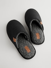 Black Textured Mule Slippers - Image 4 of 6