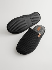 Black Textured Mule Slippers - Image 5 of 6