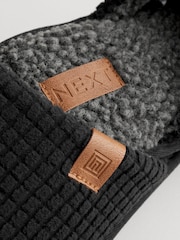 Black Textured Mule Slippers - Image 6 of 6
