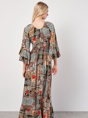 Apricot Multi V-Neck Patchwork Print Maxi Dress - Image 3 of 4