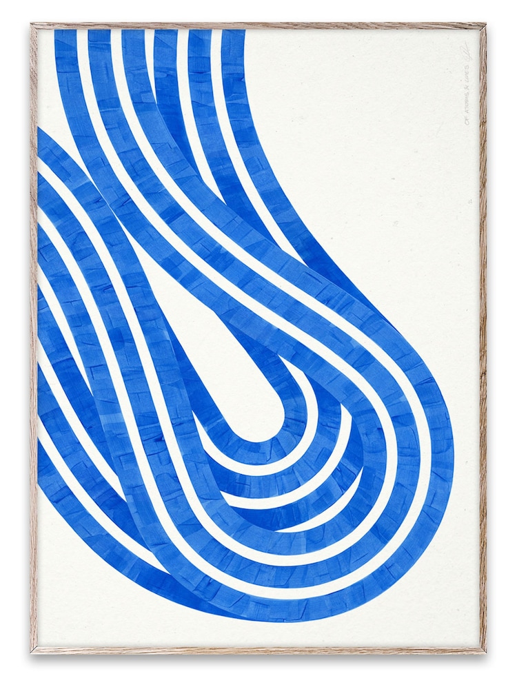Paper Collective Blue Entropy Blue 02 Framed Wall Art Print in Natural Oak Frame - Image 1 of 4