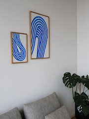 Paper Collective Blue Entropy Blue 02 Framed Wall Art Print in Natural Oak Frame - Image 4 of 4