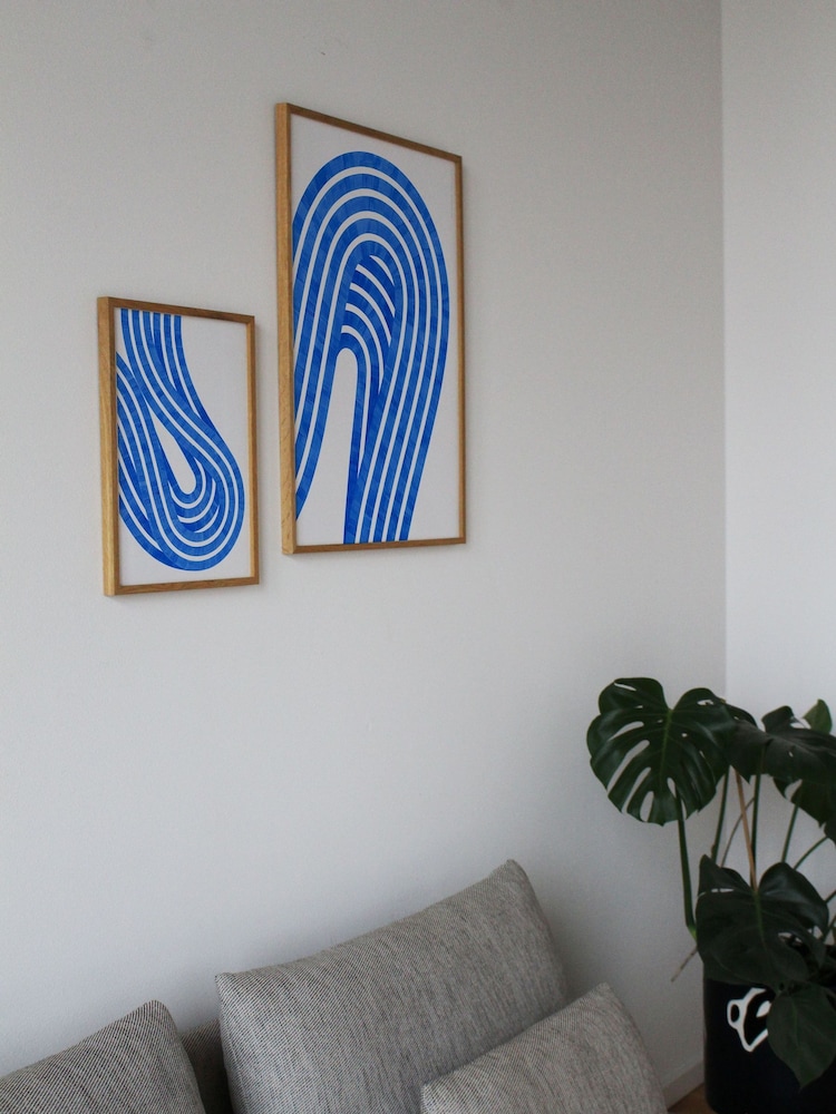 Paper Collective Blue Entropy Blue 02 Framed Wall Art Print in Natural Oak Frame - Image 4 of 4