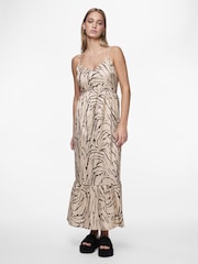 PIECES Cream Print Tiered Maxi Dress - Image 1 of 4