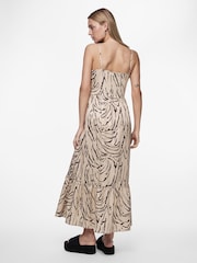 PIECES Cream Print Tiered Maxi Dress - Image 2 of 4