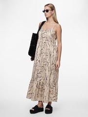 PIECES Cream Print Tiered Maxi Dress - Image 3 of 4