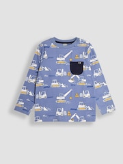 Blau, mit Baustellen-Motiv und Streifen - JoJo Maman Bébé Long Sleeve 2-Pack Tops - Bild 2 von 5