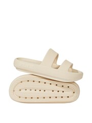 Victoria's Secret PINK Canvas Cream Double Strap Pillow Sliders - Image 1 of 1