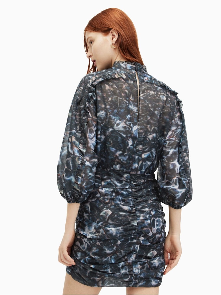 AllSaints Blue Harlee Caladesi Dress - Image 2 of 8