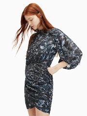 AllSaints Blue Harlee Caladesi Dress - Image 3 of 8