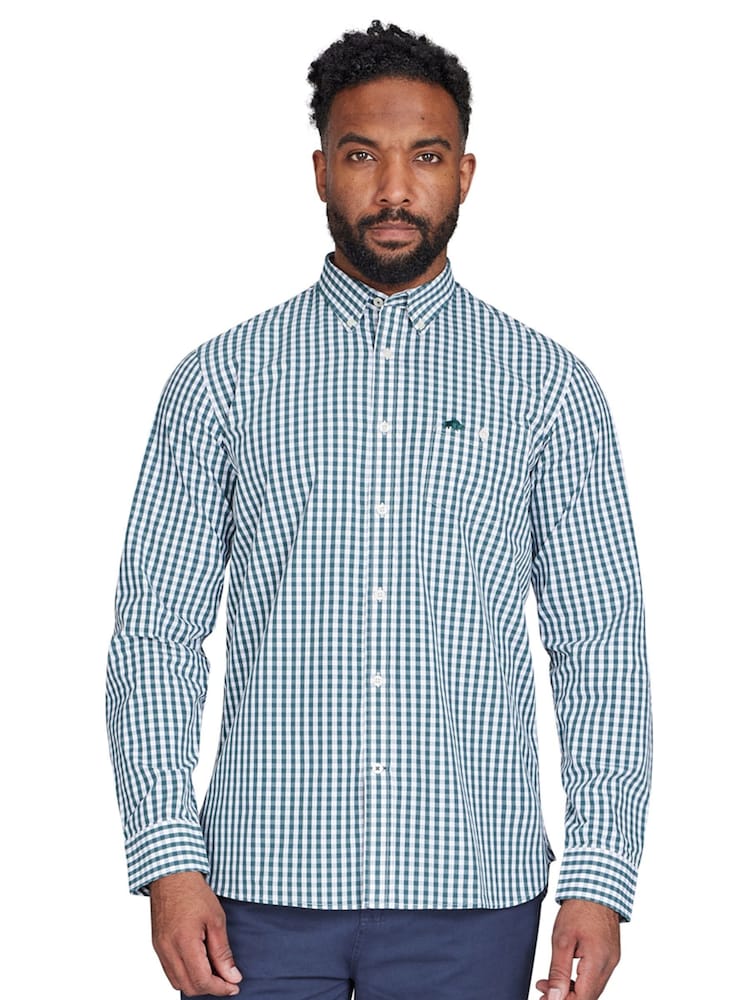 Raging Bull Green 100% Cotton Long Sleeve Classic Gingham Shirt - Image 1 of 7
