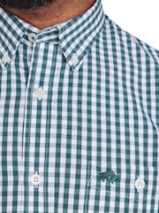 Raging Bull Green 100% Cotton Long Sleeve Classic Gingham Shirt - Image 4 of 7