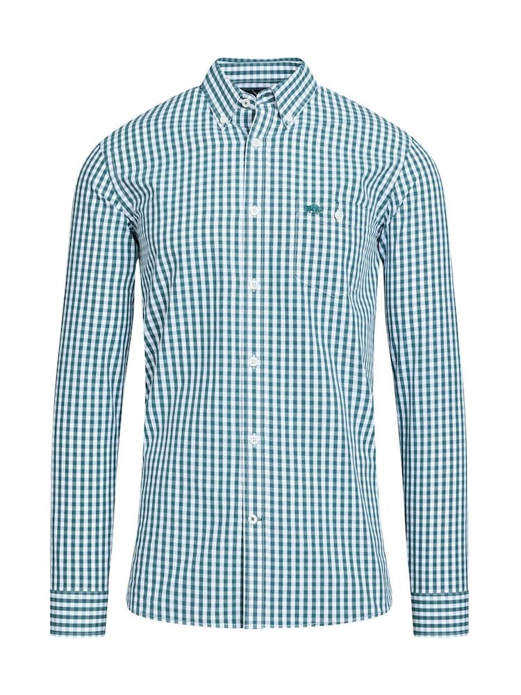 Raging Bull Green 100% Cotton Long Sleeve Classic Gingham Shirt - Image 7 of 7