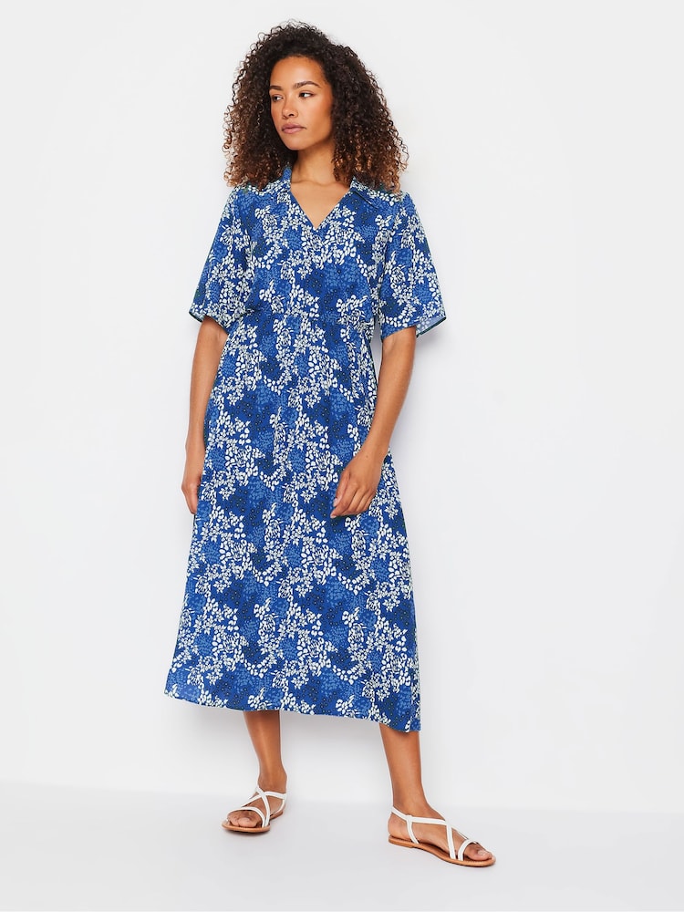 M&Co Blue Collared Short Sleeve Dress - Image 1 of 5