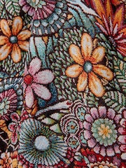 Joe Browns Grey Tapestry Carpet Bag with Leather Handles - Image 3 of 3