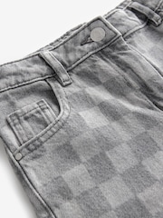 Graues Denim-Schachbrett - 100% Baumwoll-Jeans mit weitem Bein (3-16 Jahre) - Bild 7 von 8