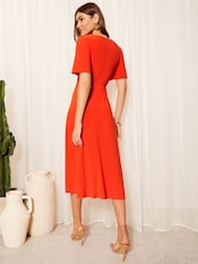 Friends Like These Orange ITY Flutter Short Sleeve Midi Dress - Image 4 of 4