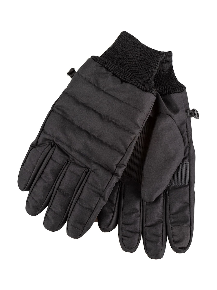 Negro - Guantes acolchados impermeables de hombre con puños de canalé de Totes Isotoner - Imagen 1 de 2