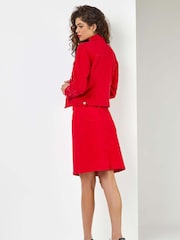 Roman Red Cotton Denim Stretch Skirt - Image 3 of 5