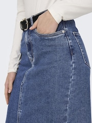 ONLY Blue Denim Midi Skirt With Front Split - Image 4 of 7