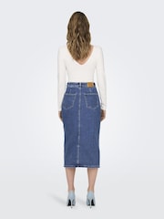 ONLY Blue Denim Midi Skirt With Front Split - Image 5 of 7