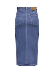 ONLY Blue Denim Midi Skirt With Front Split - Image 7 of 7