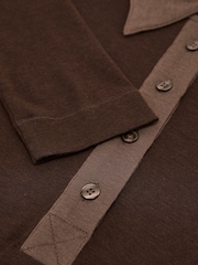 Reiss Chocolate/Mocha Wendy Lyocell-Wool Colour-Block Polo Top - Image 7 of 7