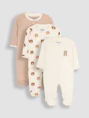 Natur/Creme - Jojo Maman Bébé – Schlafanzüge aus Baumwolle mit Tiermotiv und Füßen, 3er-Pack - Bild 1 von 7