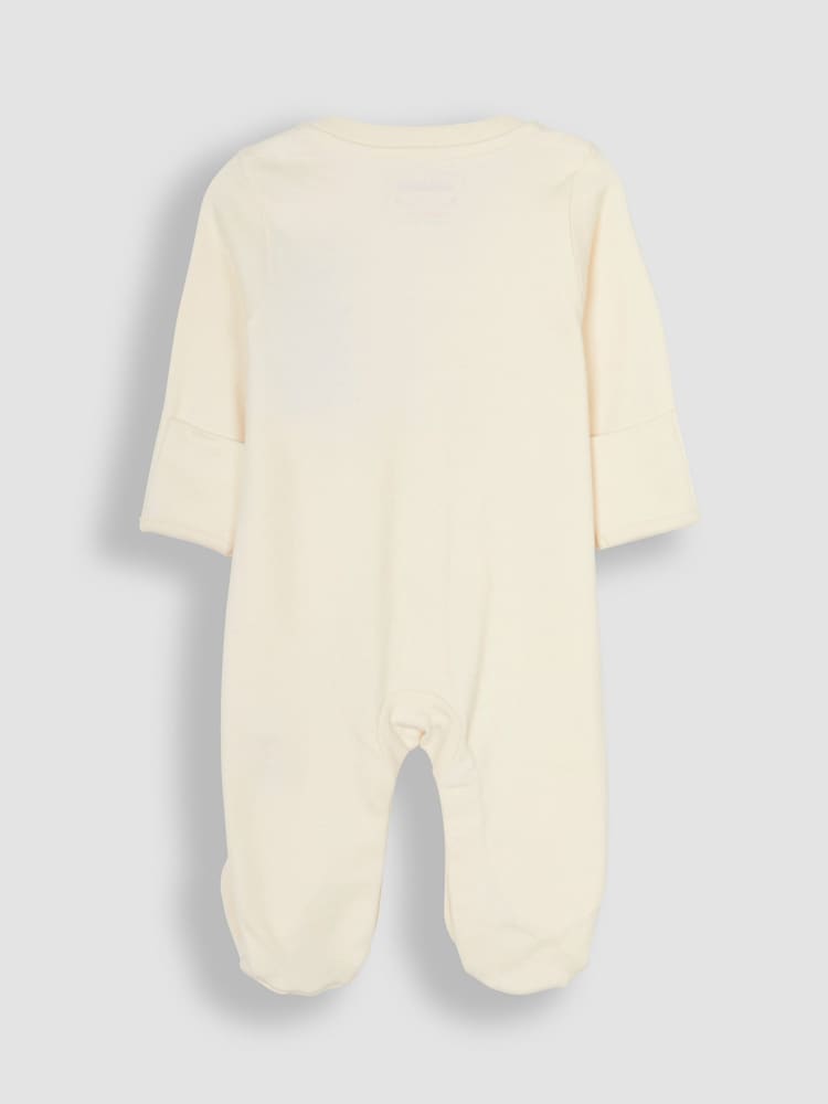 JoJo Maman Bébé Natural Cream Cotton Footed Animal Print Sleepsuits 3-Pack - Image 3 of 7