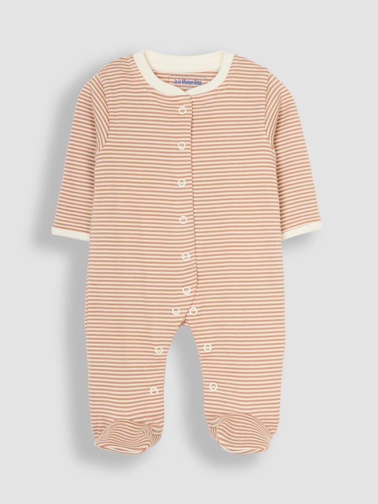 JoJo Maman Bébé Natural Cream Cotton Footed Animal Print Sleepsuits 3-Pack - Image 6 of 7
