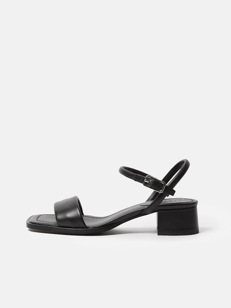 Jigsaw Black Leather Adel Heeled Sandals - Image 1 of 4