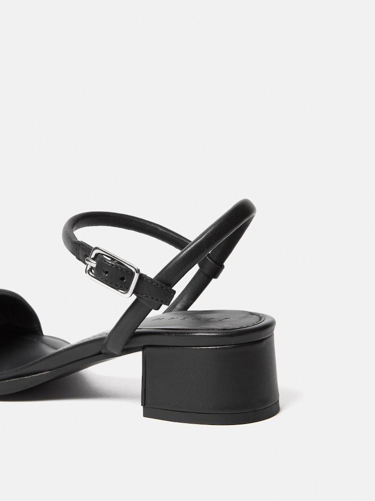 Jigsaw Black Leather Adel Heeled Sandals - Image 2 of 4