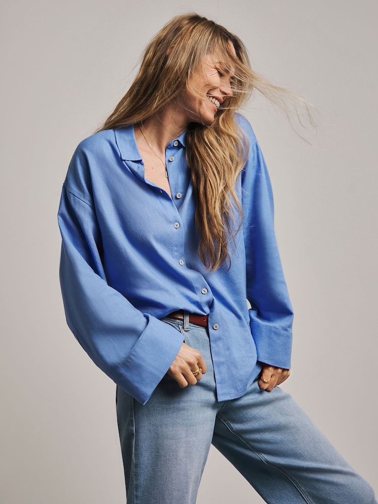 JD Williams Blue Linen Shirt - Image 1 of 4 JD Williams Blue Linen Shirt - Image 1 of 4