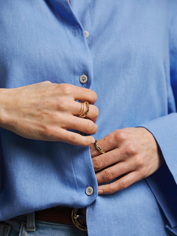 JD Williams Blue Linen Shirt - Image 4 of 4 JD Williams Blue Linen Shirt - Image 4 of 4
