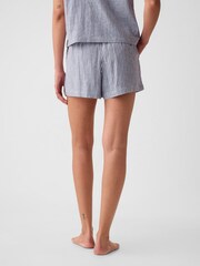 Gap Blue & White Stripe Linen-Blend Pyjama Shorts - Image 2 of 4