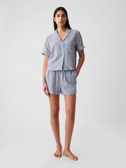 Gap Blue & White Stripe Linen-Blend Pyjama Shorts - Image 3 of 4