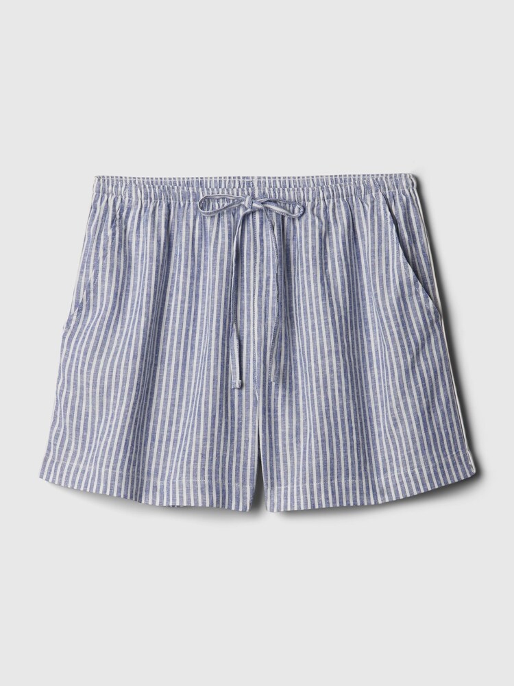 Gap Blue & White Stripe Linen-Blend Pyjama Shorts - Image 4 of 4
