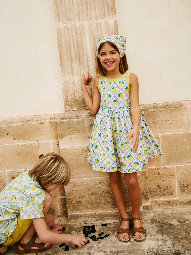 Boden Purple 100% Cotton Back Detail Lemon Dress - Image 1 of 4