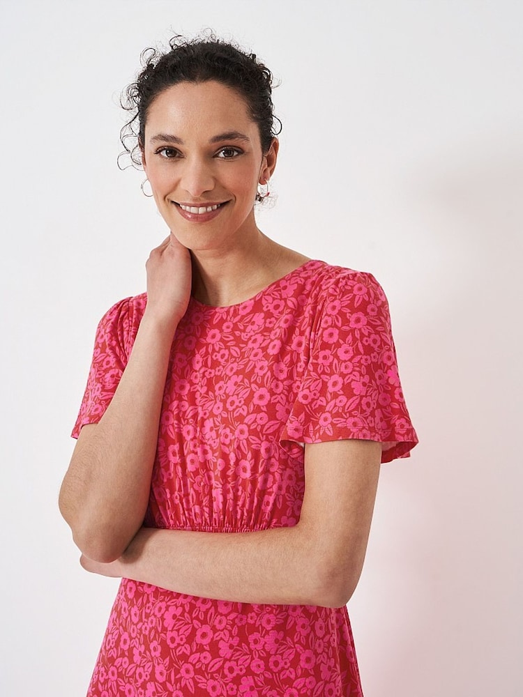 Crew Clothing Jenna Printed Scoop Neck Jersey Dress - Image 6 of 6