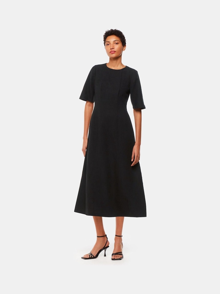 Whistles Veda Linen Blend Black Dress - Image 1 of 5
