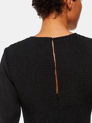 Whistles Veda Linen Blend Black Dress - Image 4 of 5