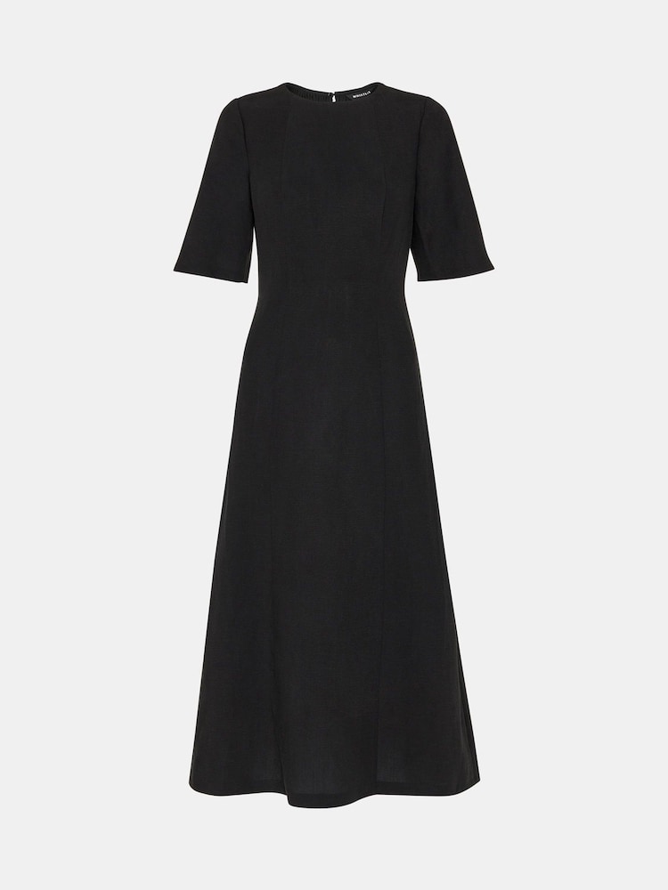 Whistles Veda Linen Blend Black Dress - Image 5 of 5