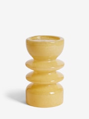 Yellow Curved Glass Pillar Candle Holder - Image 4 of 5