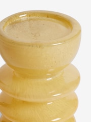 Yellow Curved Glass Pillar Candle Holder - Image 5 of 5