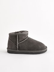 Grey Suede Warm Lined Ankle Slipper Boots - Image 2 of 7