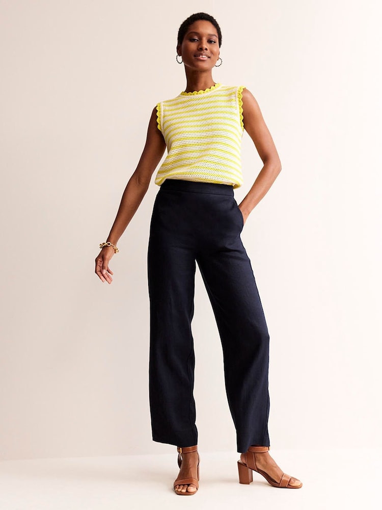 Boden Blue 100% Cotton Hampstead Linen Trousers - Image 1 of 5